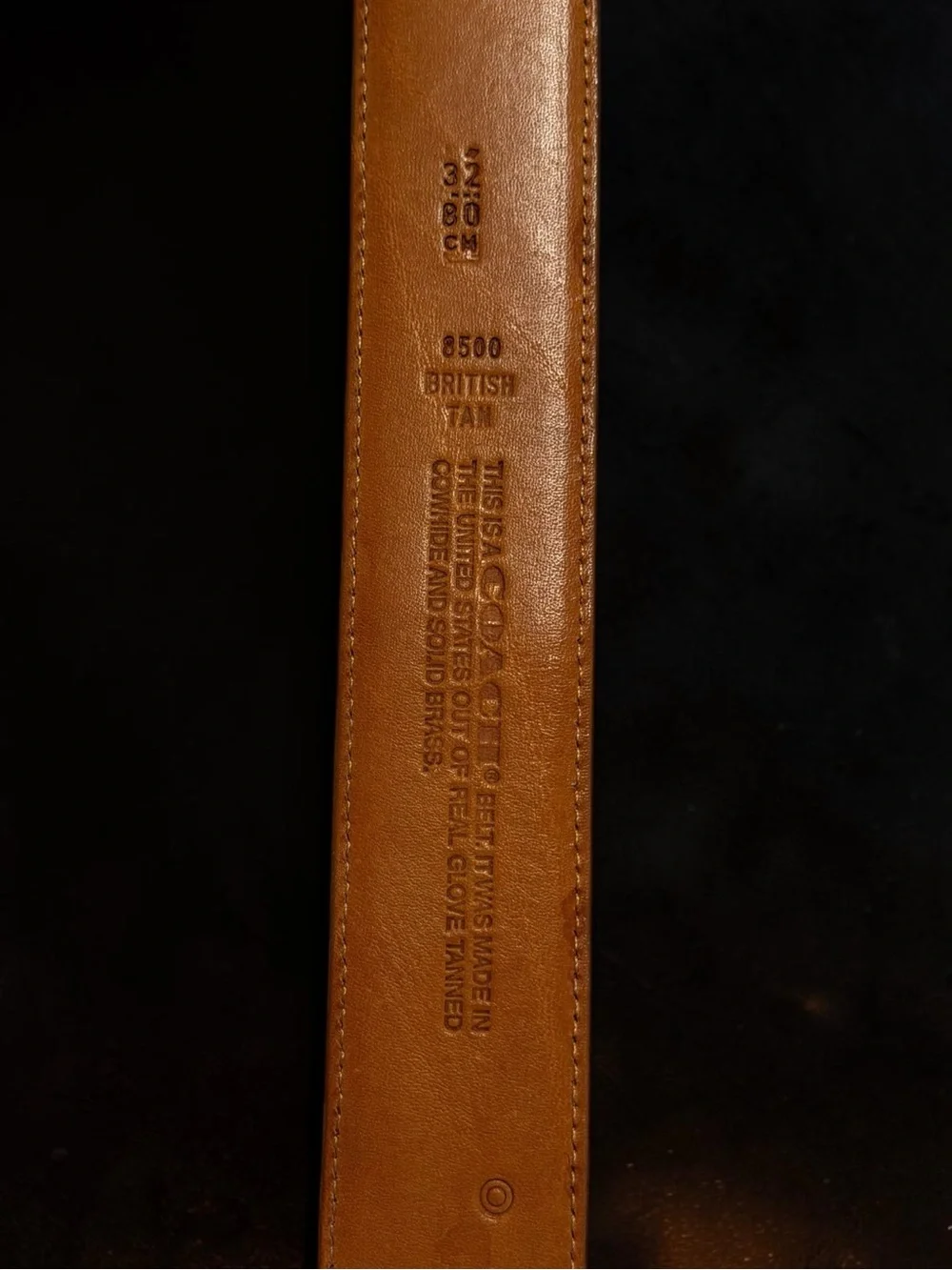 VTG Coach Legacy 8500 British Tan Genuine Leather Belt with Solid Brass Buckle